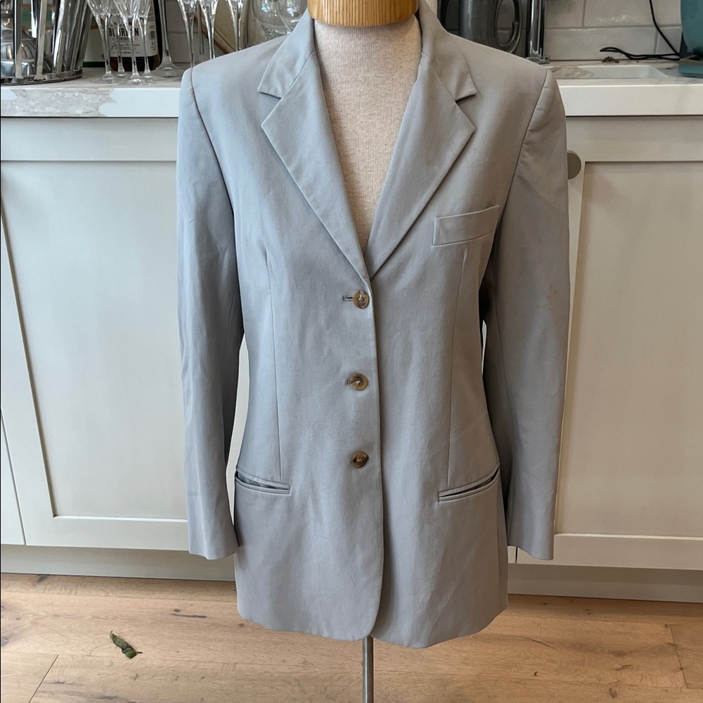 TALL Piazza Sempione Light Gray/Blue 3 button Blazer (44IT/12+US)